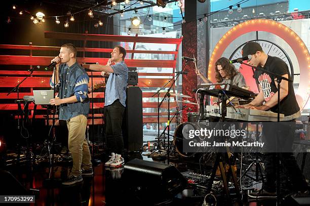 Marc Griffin, Tyler Cordy, Matt Reagan and Dave Dalton of 2am Club perform during the MTV, VH1, CMT & LOGO 2013 O Music Awards on June 20, 2013 in...