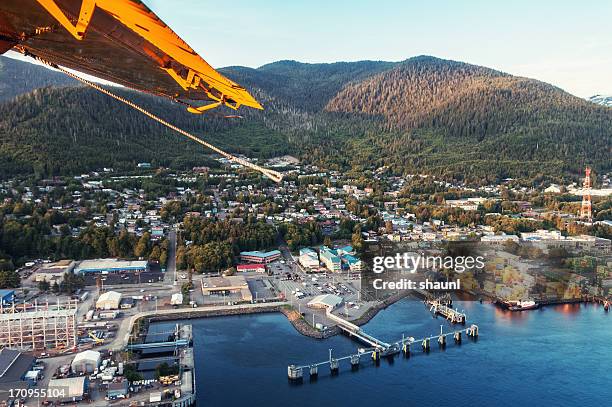 ketchikan aerial view - alaska town mountains stock pictures, royalty-free photos & images