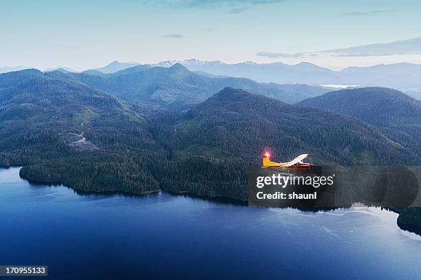 twilight flight - watervliegtuig stockfoto's en -beelden