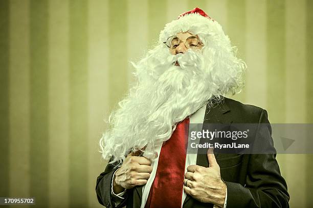 corporate santa claus - hemd und krawatte stock-fotos und bilder