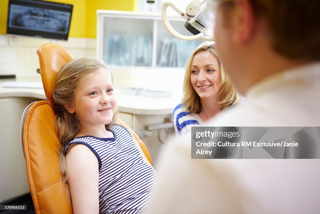 Girl and mother with dentist