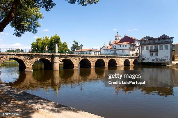 roman bridge in chaves - braga bridge stock pictures, royalty-free photos & images