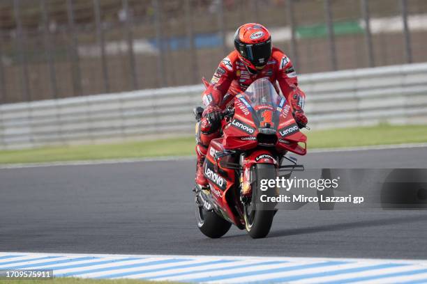 Francesco Bagnaia of Italy and Ducati Lenovo Team heads down a straight during the MotoGP of Japan - Sprint at Twin Ring Motegi on September 30, 2023...