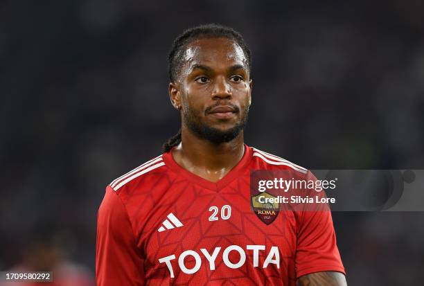 Renato Sanches of AS Roma gestures prior the Serie A TIM match between AS Roma and Empoli FC at Stadio Olimpico on September 17, 2023 in Rome, Italy.