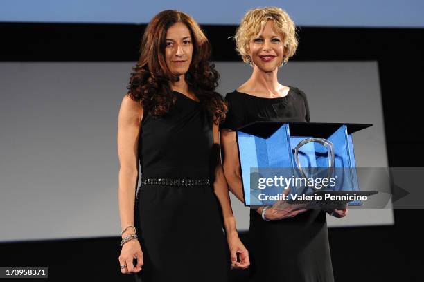 Antonella Bruno and Meg Ryan attend the Taormina Filmfest 2013 on June 20, 2013 in Taormina, Italy.