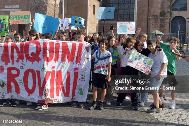 Thousands of young students demonstrate with banners and placards against climate change, for a better future, and for Governments to take a stand on...