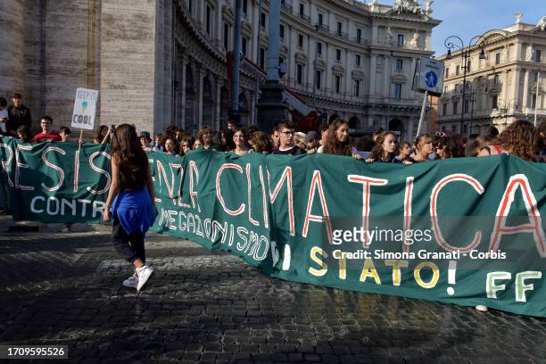 Thousands of young students demonstrate with banners and placards against climate change, for a better future, and for Governments to take a stand on...