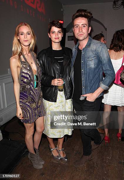 Mary Chateris, Pixie Geldof and Nick Grimshaw attend the Carrera Ignition Night at The House of St Barnabas on June 20, 2013 in London, England.