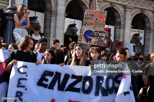 Thousands of young students demonstrate with banners and placards against climate change, for a better future, and for Governments to take a stand on...