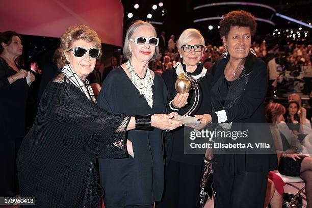 From left, Franca Fendi, Anna Fendi, Paola Fendi and Carla Fendi attend Premio Belisario 2013 at Dear RAI studios on June 20, 2013 in Rome, Italy.