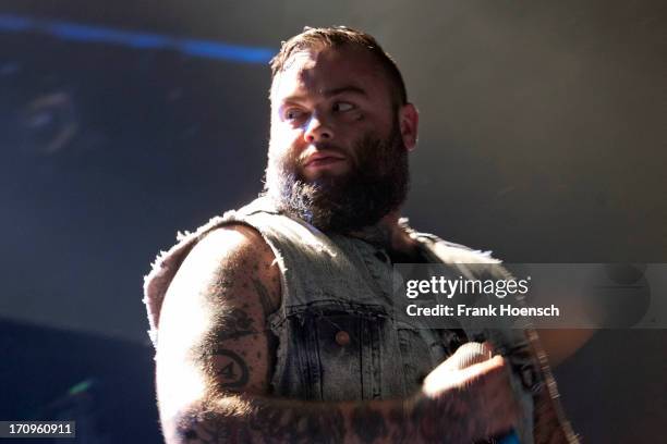 Singer Wade MacNeil of Gallows performs live in support of Boysetsfire during a concert at the Astra on June 20, 2013 in Berlin, Germany.