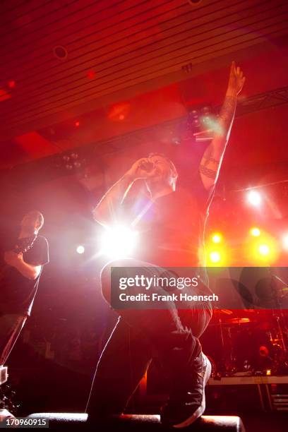 Singer Nathan Gray of Boysetsfire performs live during a concert at the Astra on June 20, 2013 in Berlin, Germany.