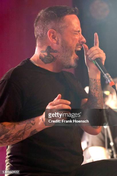 Singer Nathan Gray of Boysetsfire performs live during a concert at the Astra on June 20, 2013 in Berlin, Germany.