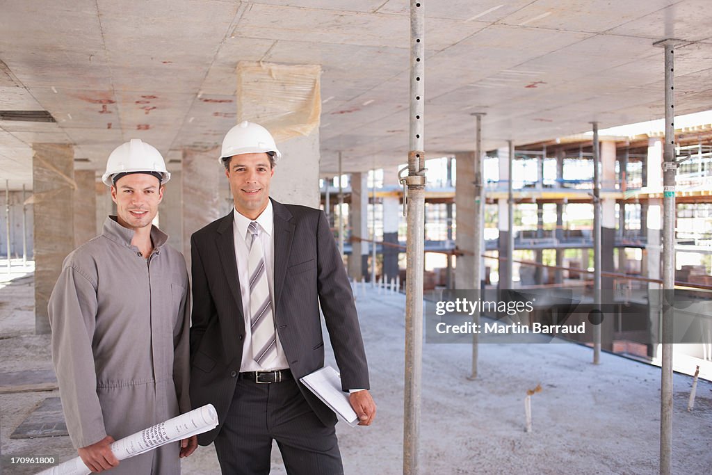 Construction workers standing together on construction site