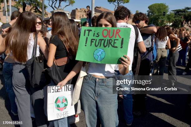 Thousands of young students demonstrate with banners and placards against climate change, for a better future, and for Governments to take a stand on...