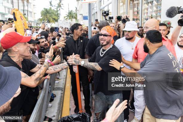 Balvin and Dj Khaled greet fans during the In store appearance to realease J Balvin x Air Jordan 3 Retro PS ‘Medellín Sunset at We The Best x Snipes...