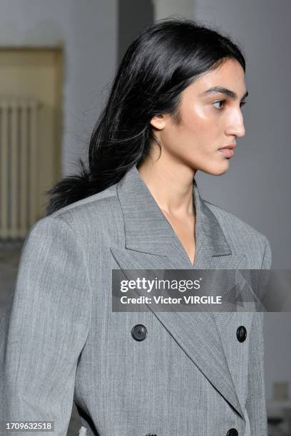 Model walks the runway during the Carven Ready to Wear Spring/Summer 2024 fashion show as part of the Paris Fashion Week on September 30, 2023 in...