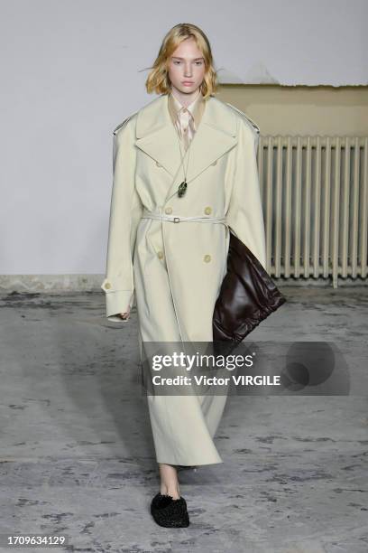 Model walks the runway during the Carven Ready to Wear Spring/Summer 2024 fashion show as part of the Paris Fashion Week on September 30, 2023 in...