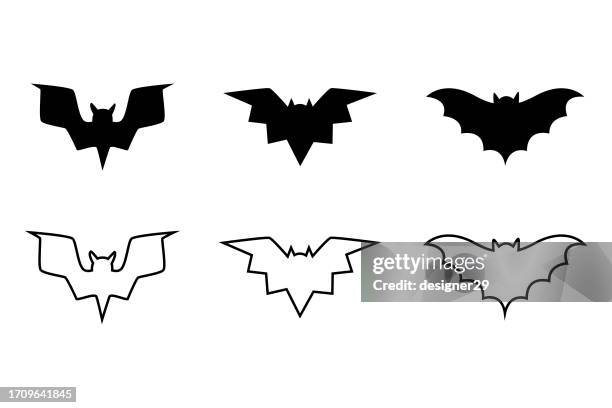 bat icon set vector design. - bat animal stock illustrations