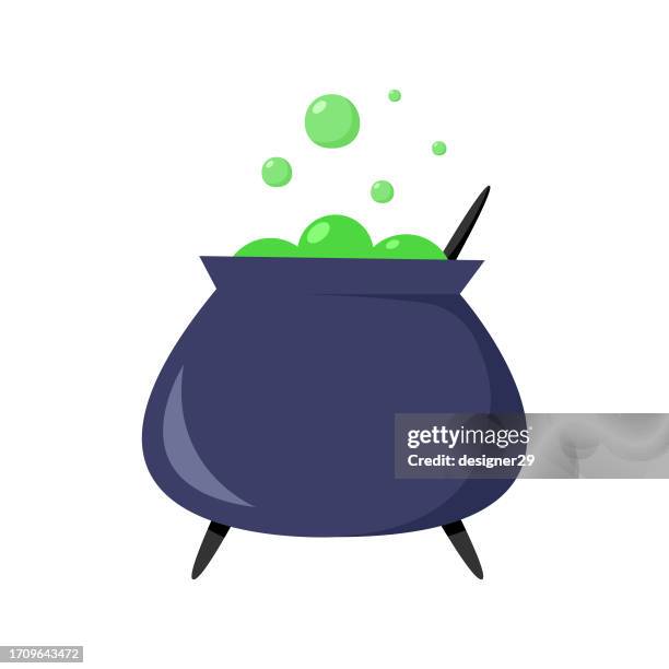 magic witch cauldron flat design. - cauldron stock illustrations