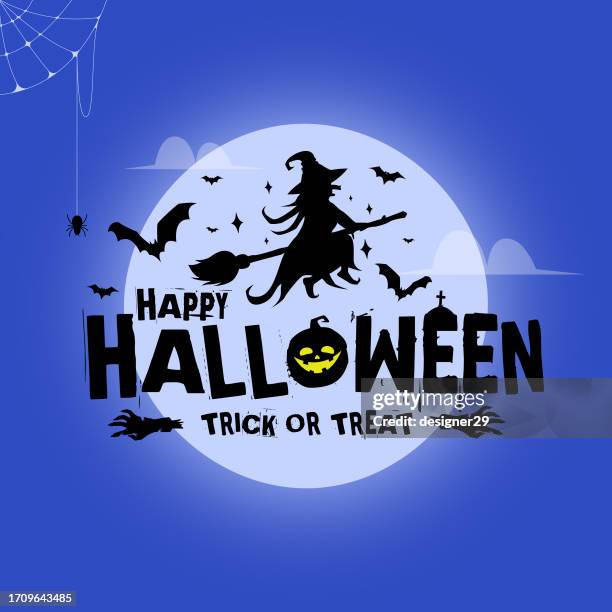 stockillustraties, clipart, cartoons en iconen met happy halloween banner vector design on color background. - web banner template