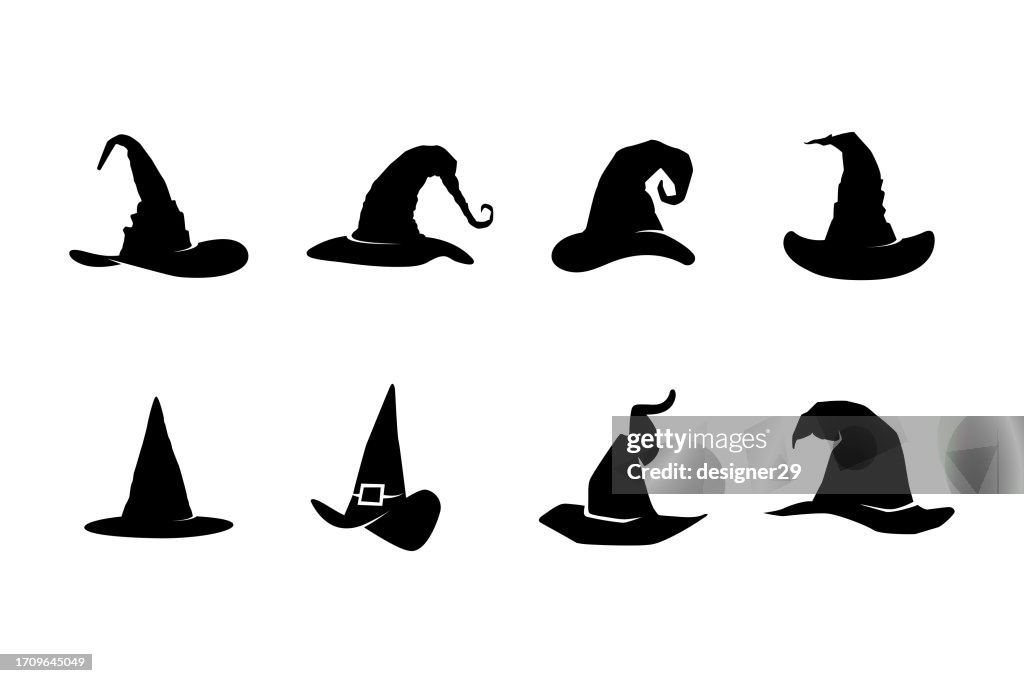 Wizard Witch Hats Set Vector Design.