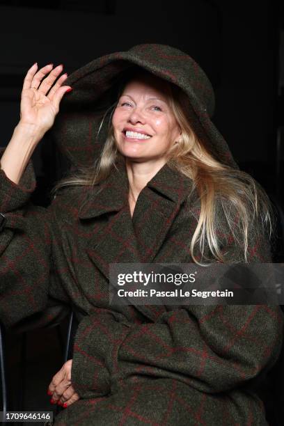 Pamela Anderson attends the Vivienne Westwood Womenswear Spring/Summer 2024 show as part of Paris Fashion Week on September 30, 2023 in Paris, France.