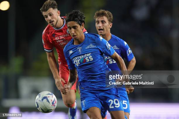 Youssef Maleh of Empoli FC in action during the Serie A TIM match between Empoli FC and Udinese Calcio at Stadio Carlo Castellani on October 6, 2023...