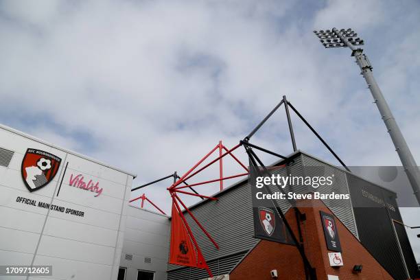 General view outside the stadium prior to the Premier League match between AFC Bournemouth and Arsenal FC at Vitality Stadium on September 30, 2023...