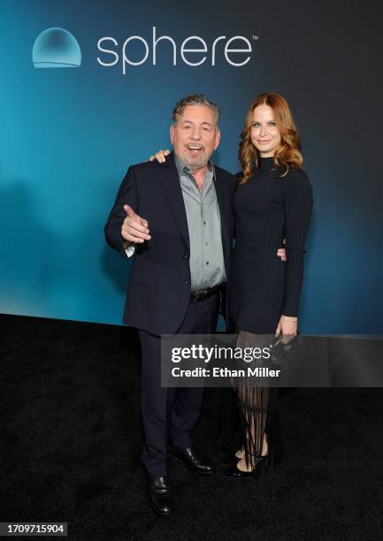 Sphere Entertainment Co. Executive Chairman and CEO James Dolan and Kathryn Rotella attend the grand opening of Sphere on September 29, 2023 in Las...