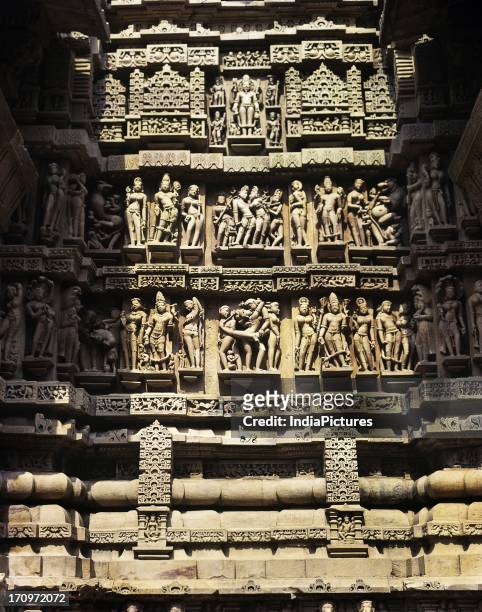 Sculptures in Lakshmana Temple, Khajuraho, Madhya Pradesh, India.