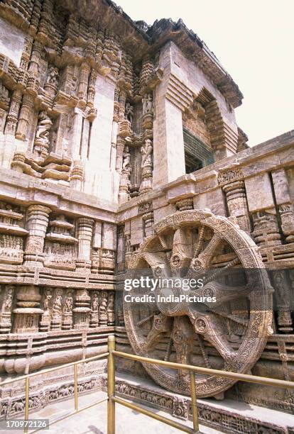 Chariot wheel at Konark Sun Temple complex, Konark, Puri, Orissa, India.