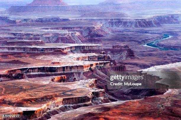 Arches and Canyonland National Park views, Green River overlook, white rim trail and deep rugged canyons in desert, Arches National Park, Utah,...