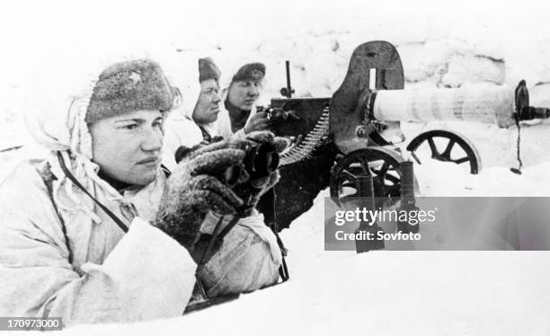 Since the outbreak of the war, jr, lieutenant vera minayeva commands a machine gun platoon, gallantly fights german fascist invaders, she was in...
