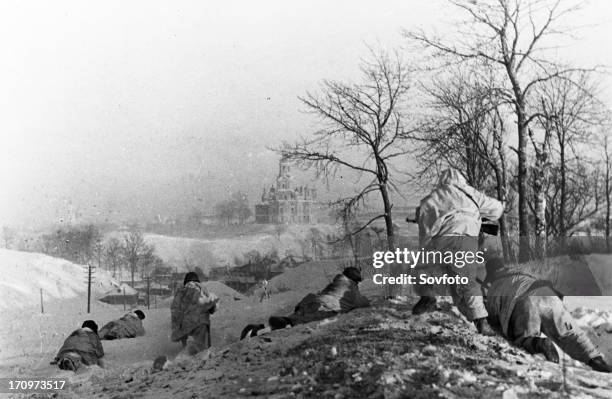 World war 2, red army unit commanded by berostov on the outskirts of mozhaisk, january 1942.