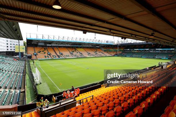 General view inside the stadium prior to the Sky Bet Championship match between Norwich City and Birmingham City at Carrow Road on September 30, 2023...