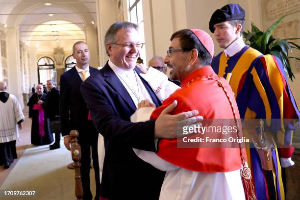 Newly appointed cardinal archbishop of Madrid José Cobo Cano greets diocesans during the courtesy visits to the New Cardinals at the Apostolic Palace...