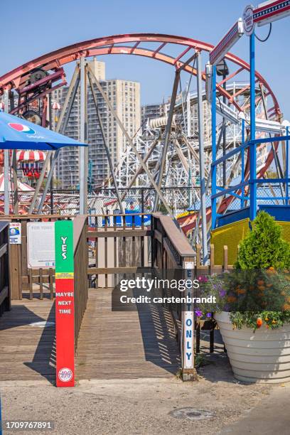 exit from an amusement park - coney island bildbanksfoton och bilder