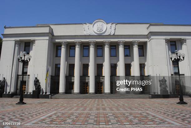 Ukraine. Kiev. Verkhovna Rada, Parliament building. The original building was constructed from 1936-38. Destroyed in the Second World War, it was...