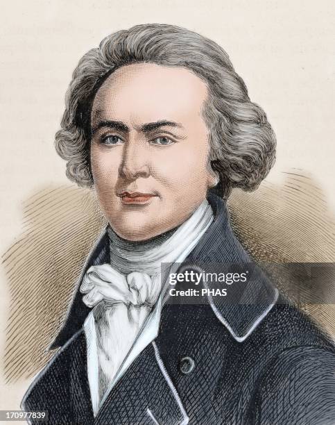 John Quincy Adams . American politician and diplomat. Sixth President of the United States. Colored engraving. 19th century.