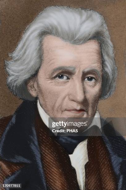 Andrew Jackson . American statesman. The seventh President of the United States . Colored engraving. 19th century.