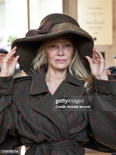 Pamela Anderson attends the Vivienne Westwood Womenswear Spring/Summer 2024 show as part of Paris Fashion Week on September 30, 2023 in Paris, France.
