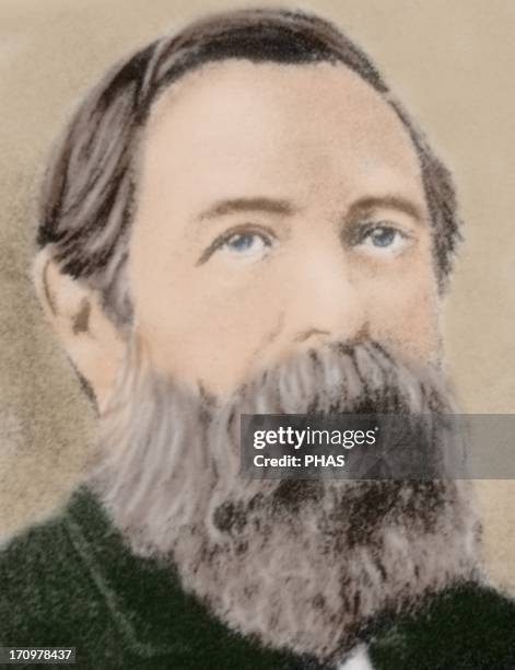 Friedrich Engels . German social scientist, author, political theorist, philosopher, and father of communist theory, alongside Karl Marx. Colored...