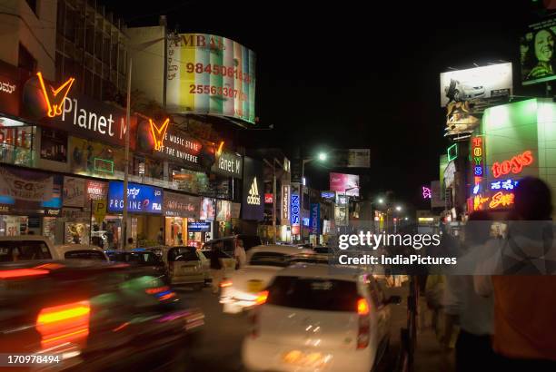 Evening view of Brigade Road in Bengaluru, Karnataka, India.