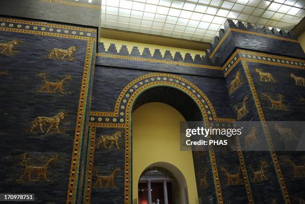 Ishtar Gate. The eight gate of the inner wall of Babylon. Built in 575 BC by order to Nebuchadnezzar II. Reconstructed in 1930. Pergamon Museum....