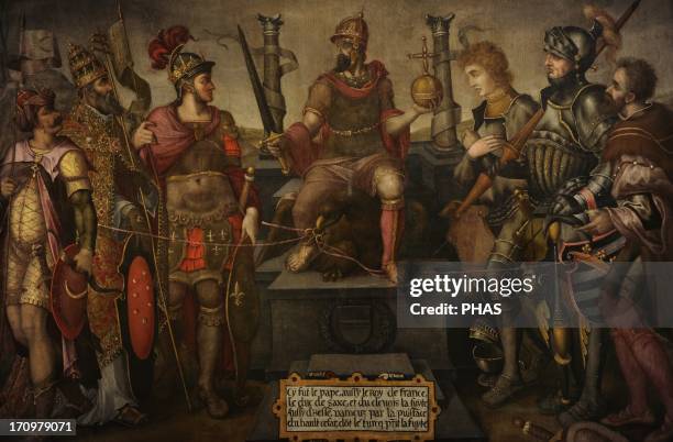 Charles V . King of Spain and Emperor of Germany. Allegory of the Holy Roman Empire under Emperor Charles V by Maarten van Heemskerck and Dirck...