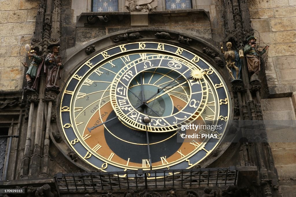The Prague Astronomical Clock or Prague Orloj. AStronomical dial. Czech Republic.