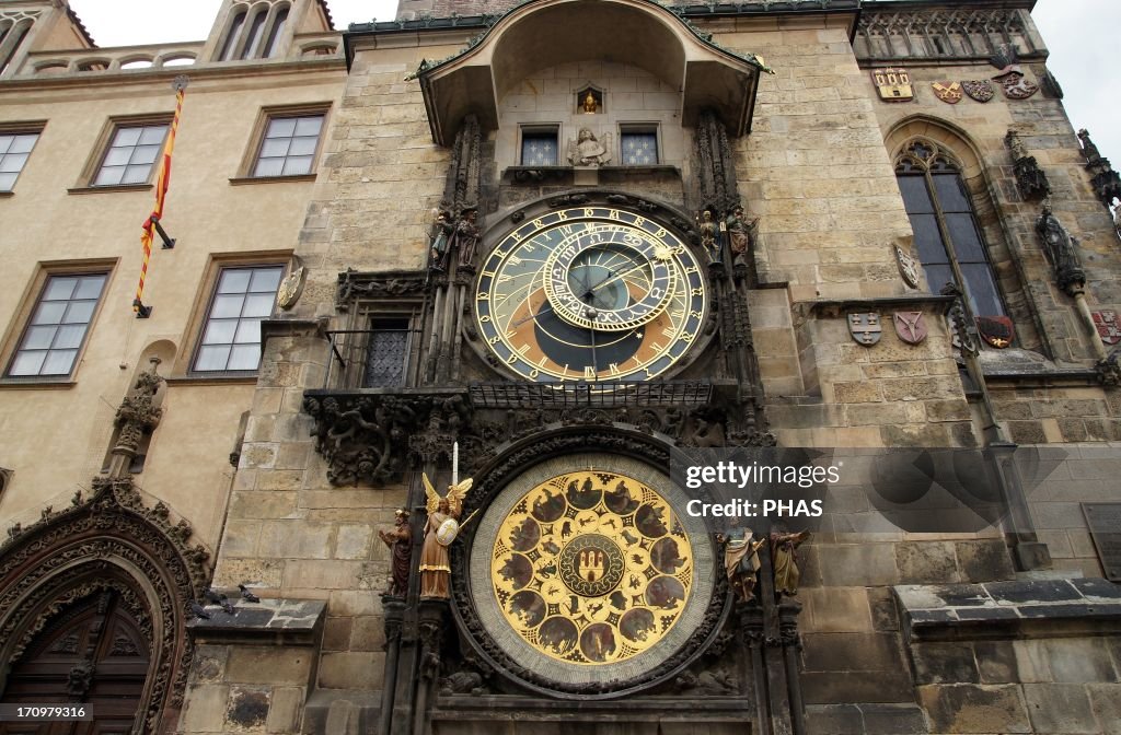 The Prague Astronomical Clock or Prague Orloj. Czech Republic. Clock, calendar and animated figures.