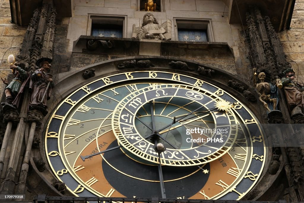 The Prague Astronomical Clock or Prague Orloj. AStronomical dial. Czech Republic.