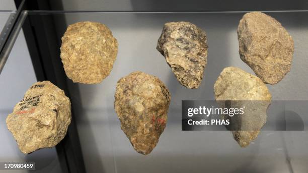 Hand axes. Culture of Homo erectus, know as Acheulian Culture. 1500000-200000 BC. Lower Paleolithic. From Tanzania, Java, France and England....